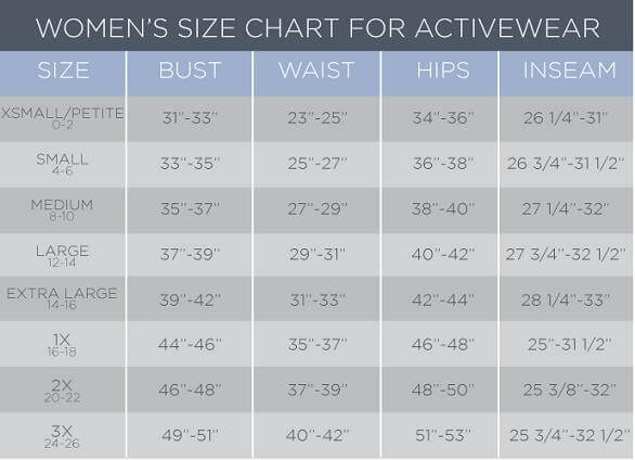 Danskin Sports Bra Size Chart: A Visual Reference of Charts | Chart Master